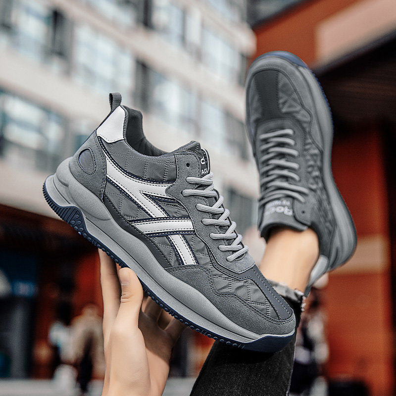 休闲鞋男clawmoney时尚轻奢手工v6定制休闲男鞋舒适缓震运动潮鞋灰色