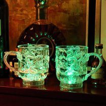七彩发光水杯创意魔术闪光杯遇水就亮塑料杯倒水感应发光杯变色杯(默认 285毫升龙杯【2个】)
