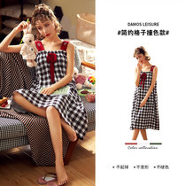 睡裙夏季吊带纯棉少女裙子中长款甜美可爱家居服(DF2205 XL)