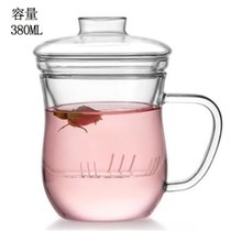 物生物蘑菇杯茶杯韩版创意潮流透明玻璃杯带把便携花茶泡茶办公杯380ML /420ML/500ML(橙色)
