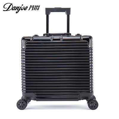 丹爵(DANJUE)18英寸铝框拉杆箱 男女通用行李箱登机箱 横条纹万向轮旅行箱 D35(玫瑰金 18英寸)