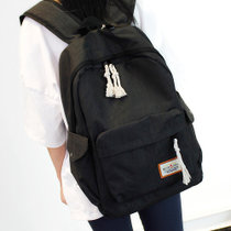 简约双肩包男女韩版中学生书包大容量旅行背包学院风电脑包休闲包(黑色)