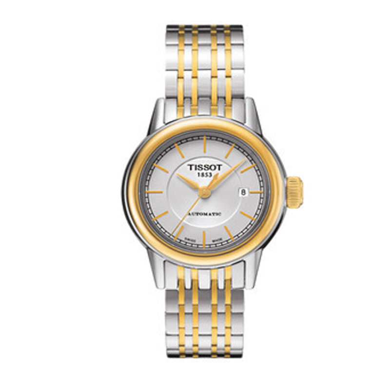 00瑞士品牌表图片】天梭tissot卡森系列机械女表钢带间金自动机械女士