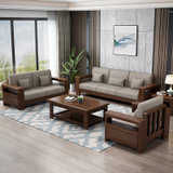 胡桃木全实木沙发组合大小户型新中式客厅整装北欧轻奢木质家具(胡桃色 单人位)