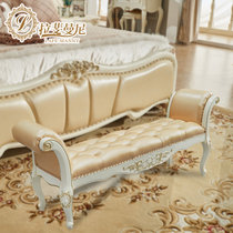 拉斐曼尼 GFX001 欧式床尾凳法式高端实木换鞋凳子皮艺沙发长凳床头凳(象牙白 默认)
