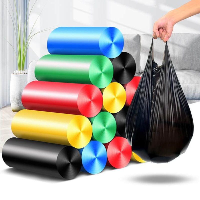 垃圾袋家用手提式加厚批发大号实惠装背心厨房用超黑色塑料袋平口点断