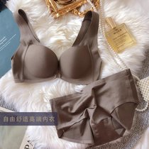 新品黛安芬文胸出口日本轻木棉背心前扣美背性感无钢圈聚拢内衣女(6316咖色无痕版套装 80A)