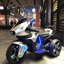 新款儿童电动摩托车可坐人宝宝三轮车男女小孩玩具车电瓶童车(黑色)
