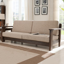 恒兴达 白橡木纯实木沙发三人沙发粗腿全实木沙发布艺北欧沙发1+2+3组合(胡桃色 单人位)