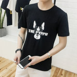 左岸男装圆领短袖T恤韩版修身青少年时尚休闲半袖T恤衫潮(黑色 M)