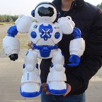 超大语音机械战警儿童跳舞男孩电动遥控机器人玩具智能对话可发射(（蓝色）超大41厘米机器人 一个机身一块电池)