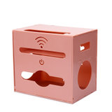 红凡 路由器收纳盒塑料 电线整理盒置物架 电视机顶盒收纳插座收纳箱(粉色)