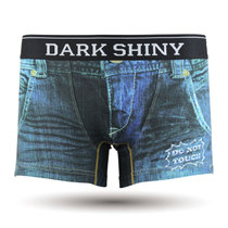 DarkShiny 创意逼真牛仔 全棉女郎印花 男式平角内裤「HOOR13」(蓝色 S)