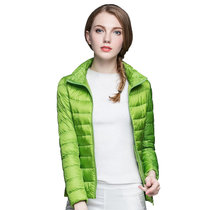羽绒服旅行运动女士超轻立领薄款羽绒服加宽加大羽绒服9062(绿色 M)