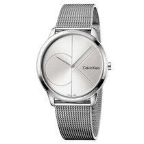 CK卡文克莱（CalvinKlein）手表MINIMAL系列 全球联保银色表盘钢带石英情侣表 K3M2112Z(K3M2112Z白面钢带 男款)