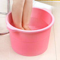 乐服 足底按摩塑料泡脚盆 泡脚桶 足浴桶 脏衣桶 塑料桶(粉红色)