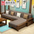 曲尚 现代中式实木沙发  L型客厅沙发家具组合套装 908(胡桃色+咖啡 双扶手单人位)