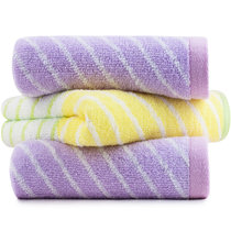 三利 纯棉斜纹彩条毛巾 34×72cm 柔软吸水洗脸面巾 混色3条装