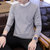 卡郎琪 男士秋冬季新款假两件保暖套头毛衣 韩版衬衫领针织衫假领长袖衬衣带领子上衣潮QCC126-1-850(灰色 M)