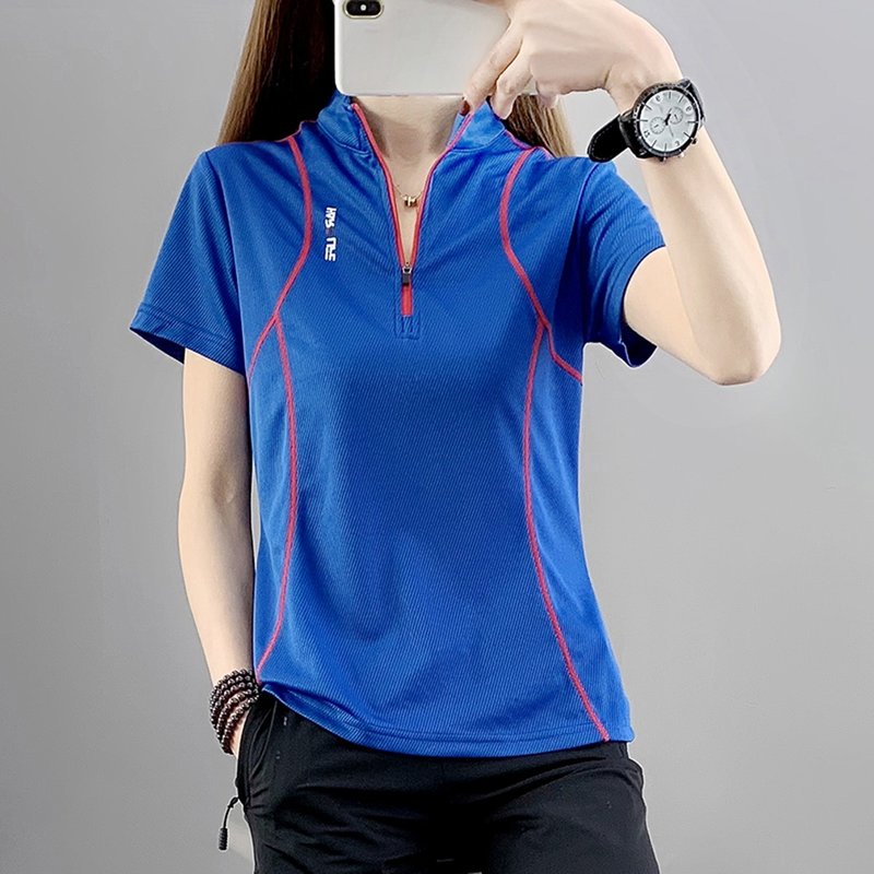 户外速干衣女短袖夏季运动排汗上衣jdatz5121玫红色xxxl