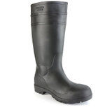 谋福 加厚高筒安全鞋雨靴 PVC材质 黑色 防砸 防刺穿 耐油 耐酸碱(44)
