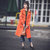 七格格2017春装新款街头个性大翻领气质中长款宽松风衣外套女L439(橙色 L)