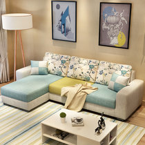 优涵客厅家具现代简约小户型布艺可拆洗沙发(指定图片的颜色 三人位+脚踏+茶几+电视柜)