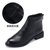 SUNTEK女鞋切尔西短靴头层平底靴子2021棉靴皮鞋冬季加绒马丁靴(40 黑色单层皮内里)