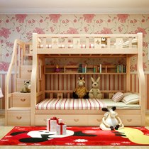青蕾实木高低床双层床上下床子母床儿童床两层床上下铺母子床(梯柜款 上铺140下铺160cm)