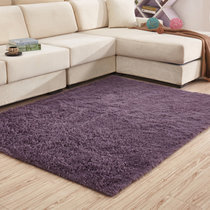 现代简约风格丝毛地毯 大尺寸客厅茶几地毯卧室(丝毛灰紫色 50cmx80cm)