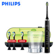 飞利浦（Philips）电动牙刷 钻石亮白型成人声波充电电动牙刷 清洁美白抛光护龈防蛀(黑色 HX9352)