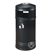 南方港式垃圾桶商场果皮箱落地垃圾筒带烟灰缸铁烤漆GPX-110F(黑色)