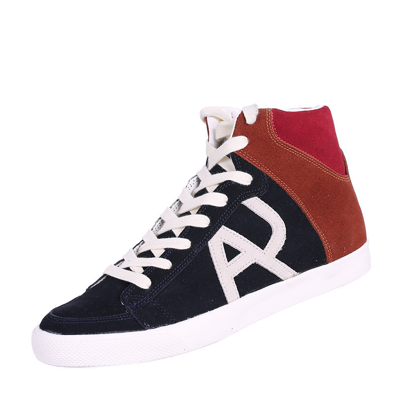 阿玛尼armani jeans男鞋 男士高帮时尚鞋板鞋休闲鞋90651(藏青色 6.5)