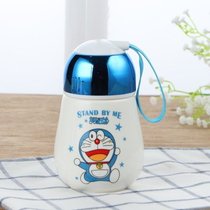 陶瓷杯子马克杯带盖创意情侣早餐牛奶咖啡杯家用定制男女镜面水杯(蓝胖子-哆啦A梦（灯泡杯）)