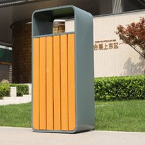 俊采云JCY-S115户外垃圾桶单桶 公园景点物业街道钢木果皮箱 室外垃圾桶（单位：个）(黄色 JCY-S115)