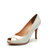 Daphne/达芙妮单鞋女超高跟防水台漆皮鱼嘴单鞋1015102024(白色 39)