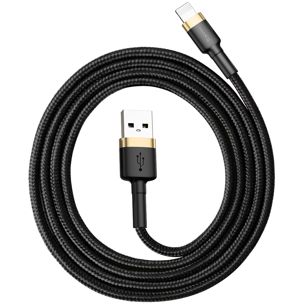 倍思 卡福乐数据线 USB For lightning 2.4A 1M 金色壳+黑色线