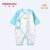 小米米minimoto婴儿宝宝连身连体衣新生儿哈衣爬服打底睡衣(冰蓝-和式连身衣 59cm（3-6个月）)
