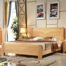美天乐 实木床进口榉木床现代中式1.5米1.8米儿童床双人床单人床可做高箱床卧室婚床大床榉木色(1.8*2米框架款 床)