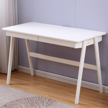 一米色彩 实木电脑桌 白色书桌 家用 纯全橡胶木日式写字台北欧办公桌(普通款/单桌 1.2米)