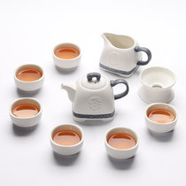 润器 茶具套装功夫茶具整套陶瓷茶杯家用包邮创意茶具定制(10头雪花釉太极壶)