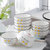 欧式餐具碗碟套装创意家用陶瓷吃饭碗小号米饭碗大号面碗4/6个装(黑线鸡蛋4.5英寸碗10个装 默认版本)