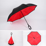 汽车反向雨伞折叠双层长柄男女晴雨遮阳礼品广告伞定制印LOGO(红色)