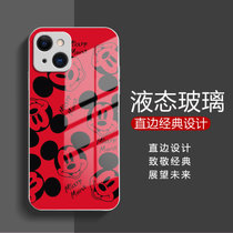 卡通米奇苹果13pro液态玻璃11创意iPhone12手机壳7/8直边XR保护套(红色 苹果13)