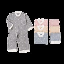 Petitkami2021春季儿童婴儿新款男女宝长颈鹿和服领分体睡衣哈衣(120 灰色)