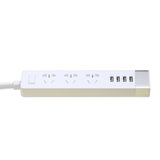 睿量REMAX 明系列三插4USB充电插座带USB排插旅行商务插板插线板黑金 白银(白色)