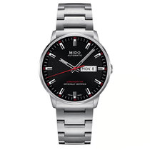 美度(MIDO)瑞士手表 指挥官系列 全自动机械钢带机械男士腕表M021.431.22.031.00(黑盘红指针)