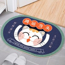 招财猫地垫家用入户门口进门地毯门垫卧室卫生间浴室吸水防滑脚垫(推荐购买40×60cm【划算2件装】 招财猫鸿运当头长圆)