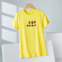 JEEP SPIRIT 1941 ESTD夏季女士女生亲肤透气时尚休闲运动短袖L码黄 舒适亲肤透气