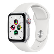 Apple Watch SE 智能手表 GPS+蜂窝款 44毫米银色铝金属表壳 白色运动型表带MYEV2CH/A